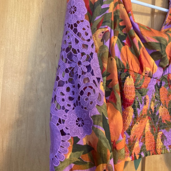 Farm Rio Mango Print Lilac Crop Top - Picture 3 of 7